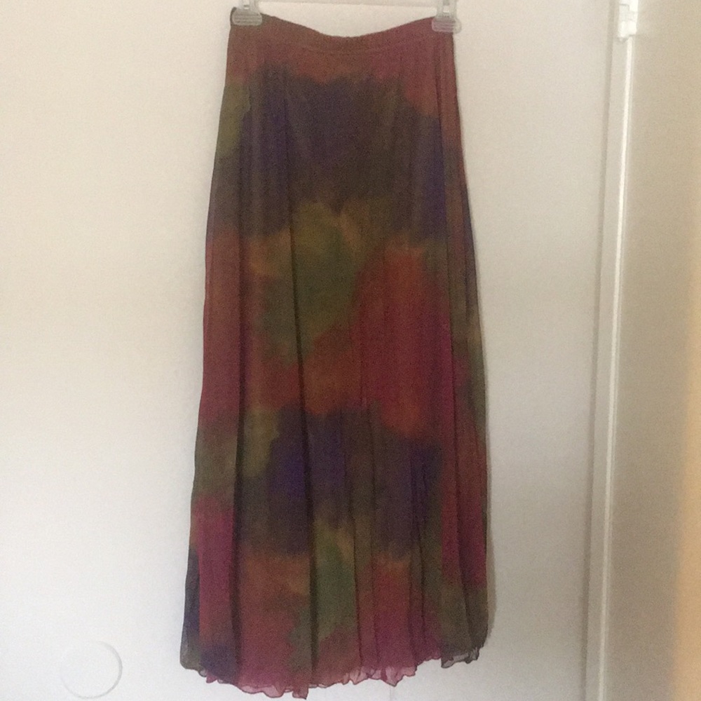 Long tie dye skirt in Autumn colors